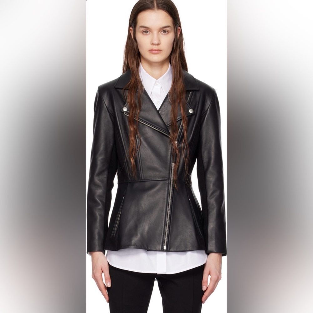 Mackage Day Peplum Leather Biker Jacket